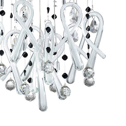 Diyas Class 45cm  Round 10 Light G4 Polished Chrome/White Glass/Crystal, NOT LED/CFL Compatible Ceiling Pendant Light Fitting