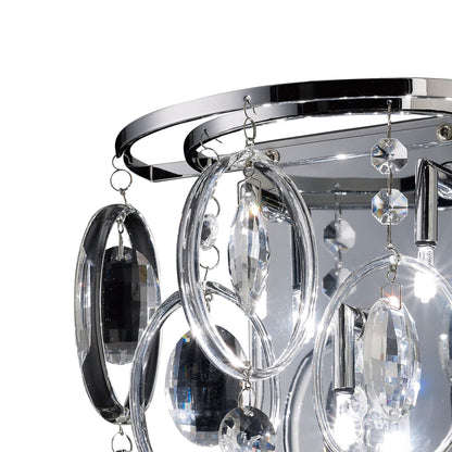 Diyas Solana Wall Light 3 Light G4 Polished Chrome/Crystal, NOT LED/CFL Compatible