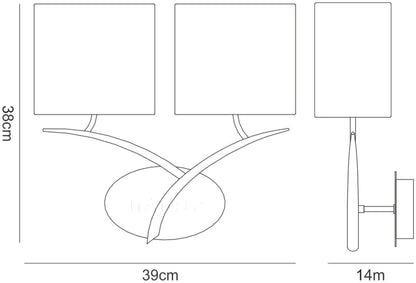 Mantra Eve Wall Light Switched 2 Light E27, Anthracite with White Oval Shades