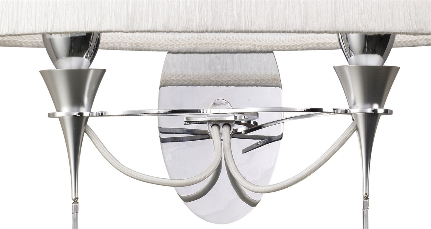 Mantra Lucca Wall Light Switched 2 Light E27, Polished Chrome with White Shade & Clear Crystal