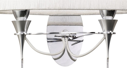 Mantra Lucca Wall Light Switched 2 Light E27, Polished Chrome with White Shade & Clear Crystal