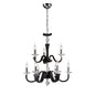 Diyas Nardini 65cm  2 Tier 9 Light E14 Polished Chrome/Black Faux Leather/Crystal Ceiling Pendant Light Fitting