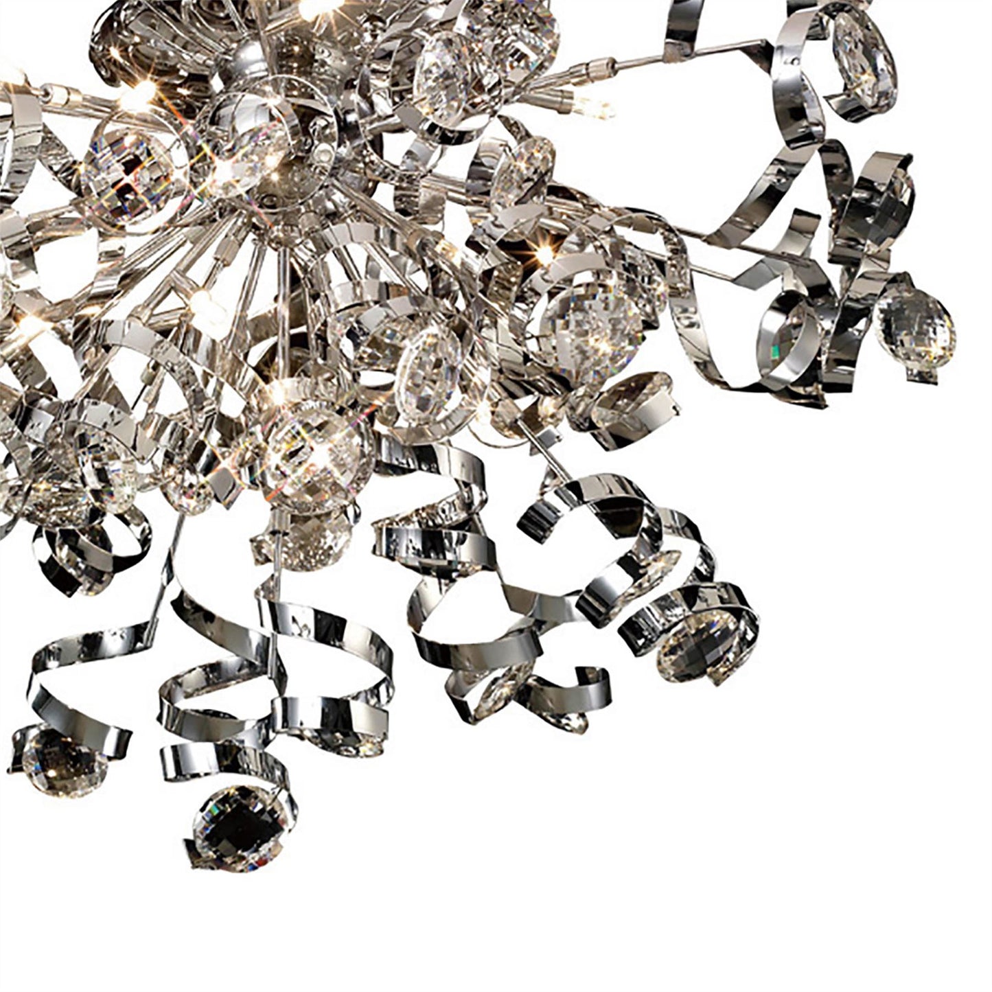 Diyas Kurlz 80cm  15 Light G4 Polished Chrome/Crystal, NOT LED/CFL Compatible Ceiling Light Fitting