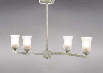 Diyas Toscano 65cm Semi Flush 4 Light G9 White/French Gold/Frosted Glass