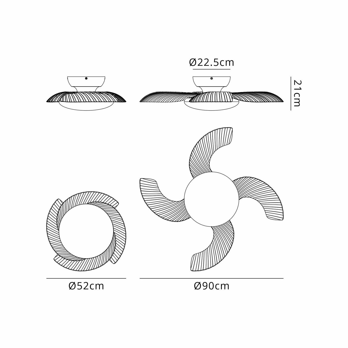 Aloha 52cm 45W LED Dimmable Ceiling Light With Built-In 30W DC Reversible Fan, Wood, 3500lm, 5yrs Warranty