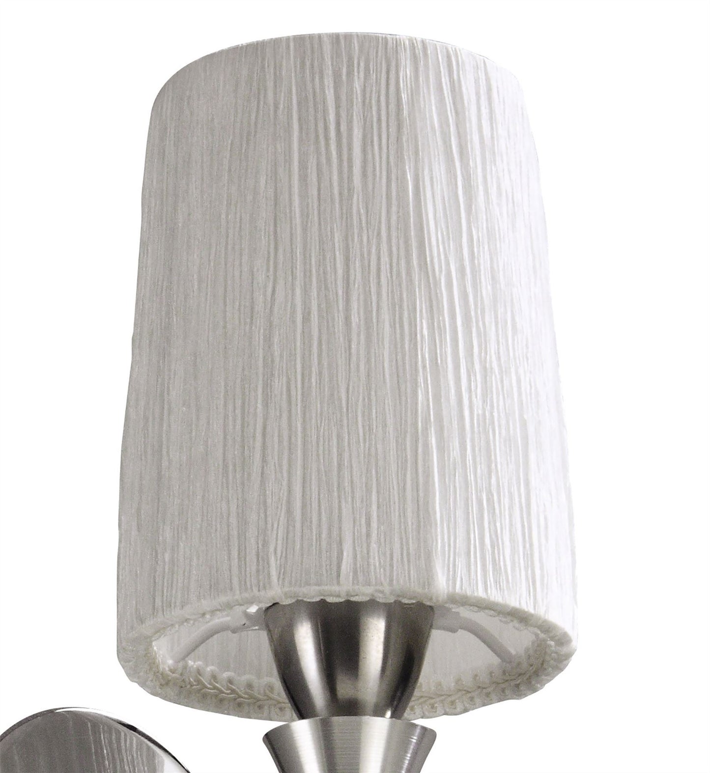 Mantra Lucca Wall Light Switched 1 Light E27, Polished Chrome with White Shade & Clear Crystal