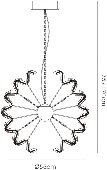 Diyas Esme 55cm  12 Light G4 Polished Chrome/Crystal, NOT LED/CFL Compatible Ceiling Pendant Light Fitting