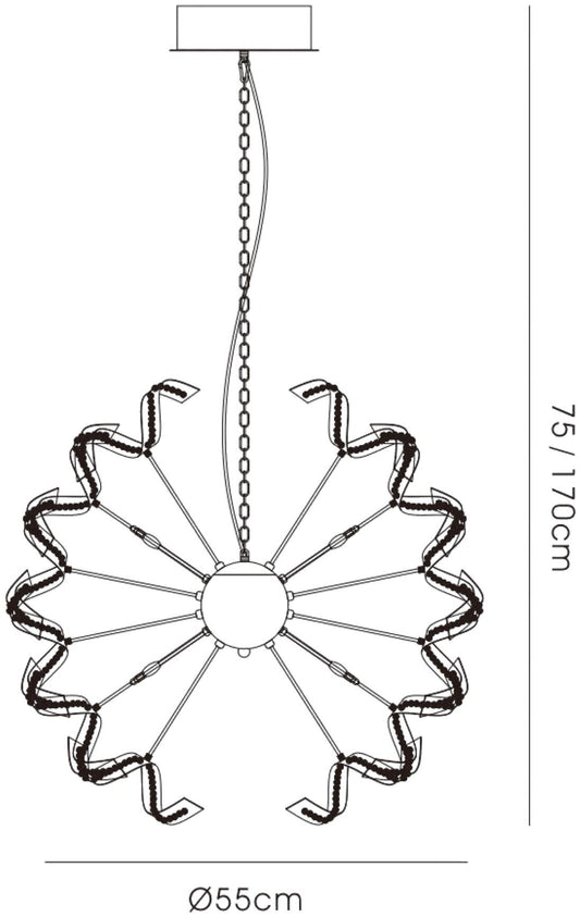 Diyas Esme 55cm  12 Light G4 Polished Chrome/Crystal, NOT LED/CFL Compatible Ceiling Pendant Light Fitting