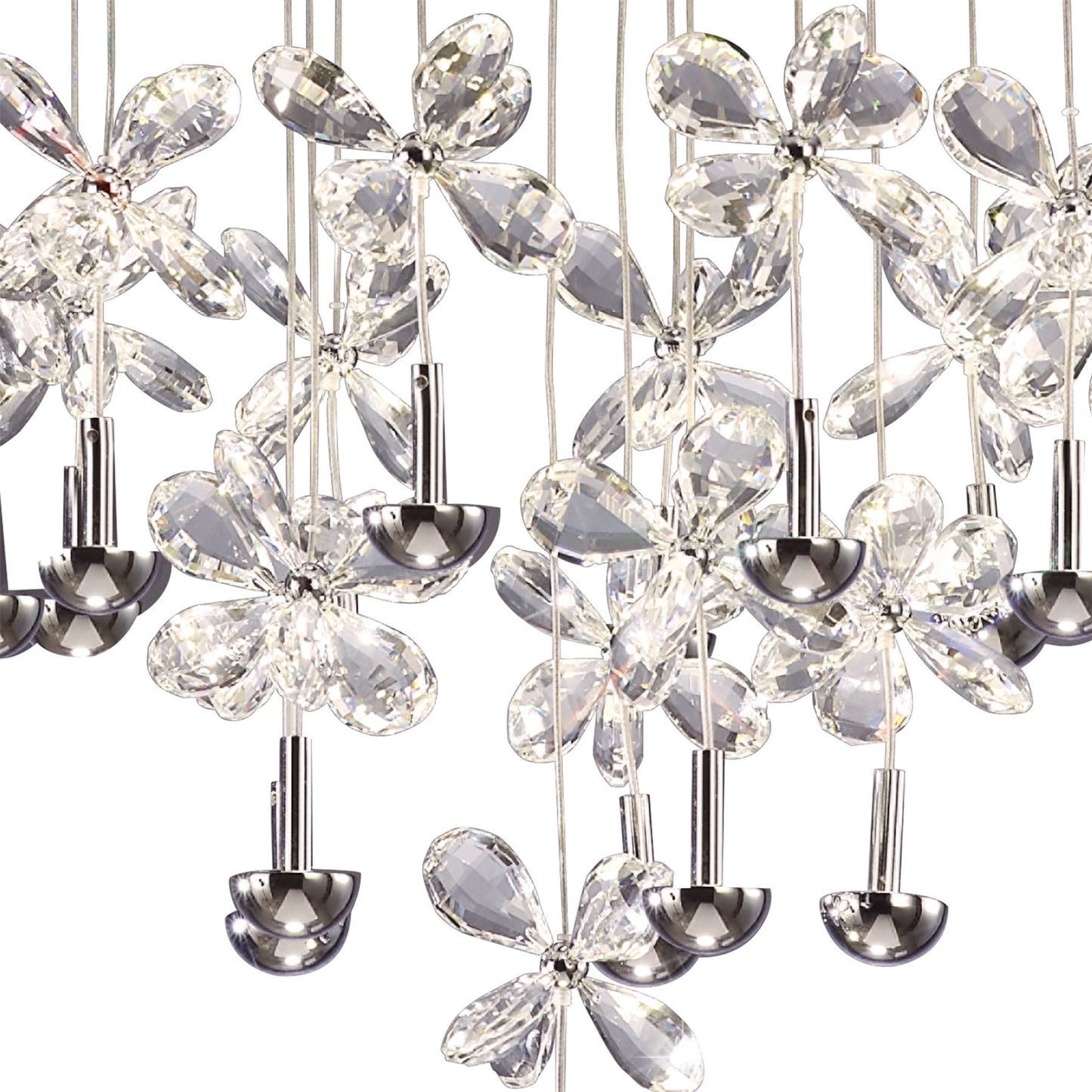 Diyas Aviva 50cm  Round 16 Light 4000K LED Polished Chrome/Crystal Ceiling Pendant Light Fitting