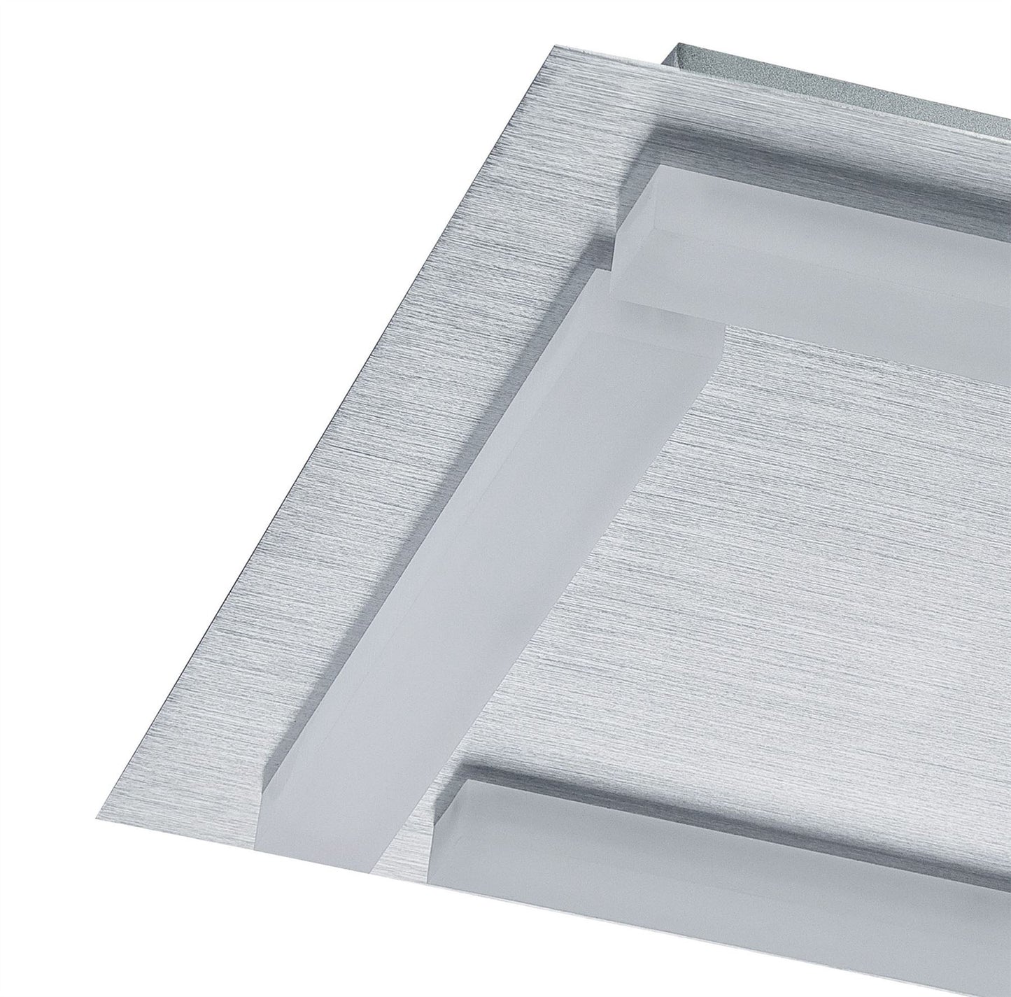 Mantra Fusion Verona Square Ceiling 4 Light 20W LED 3000K, 1800lm, Satin Aluminium/Frosted Acrylic, 3yrs Warranty