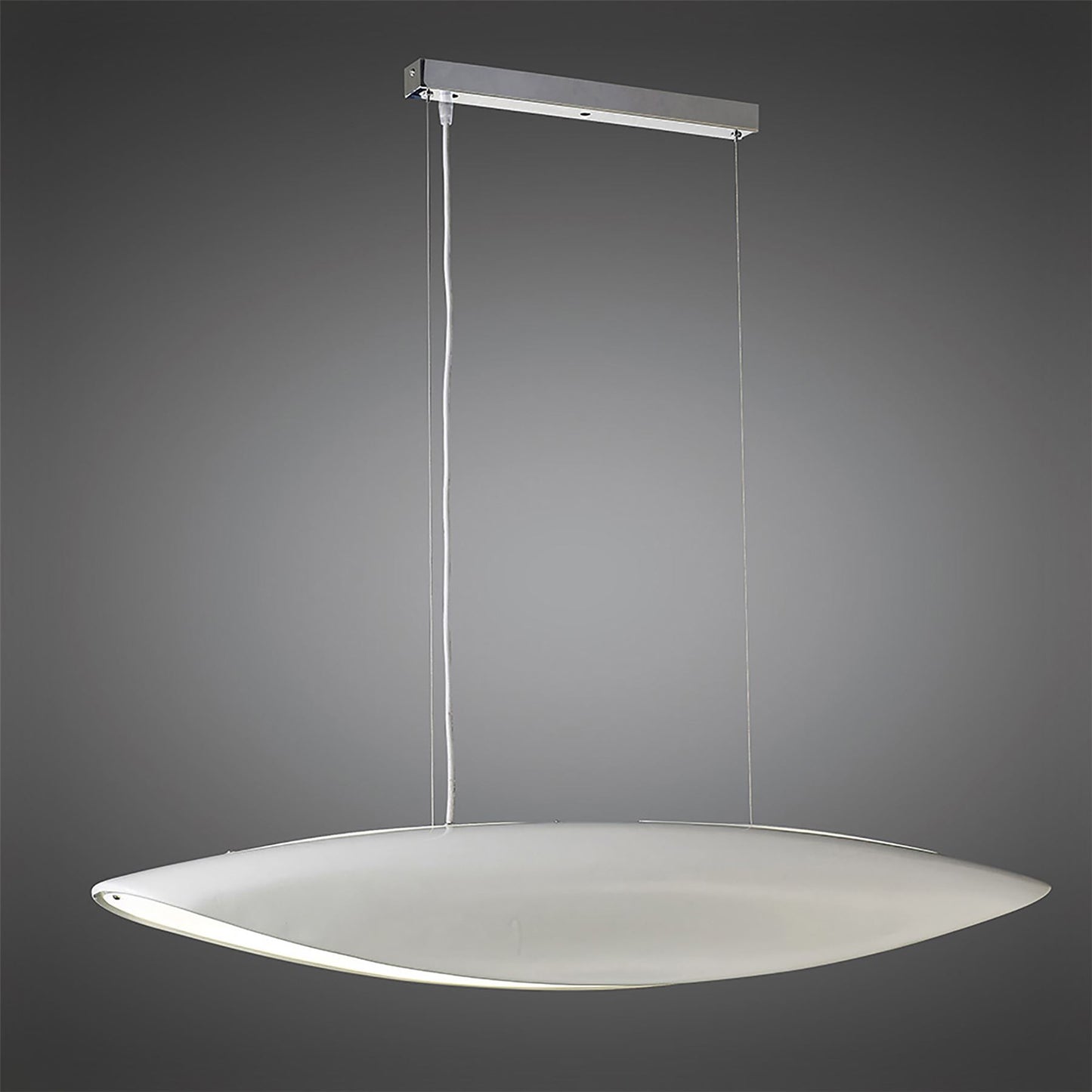 Mantra Pasion Rectangular Pendant 6 Light E27, Gloss White/White Acrylic/Polished Chrome, CFL Lamps INCLUDED