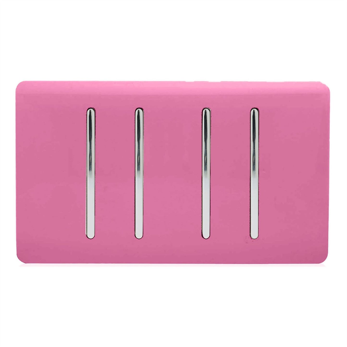 Trendi Artistic Modern Glossy 4 Gang 2 Way  Rocker Double Plate Tactile Light Switch Pink
