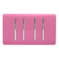 Trendi Artistic Modern Glossy 4 Gang 2 Way  Rocker Double Plate Tactile Light Switch Pink