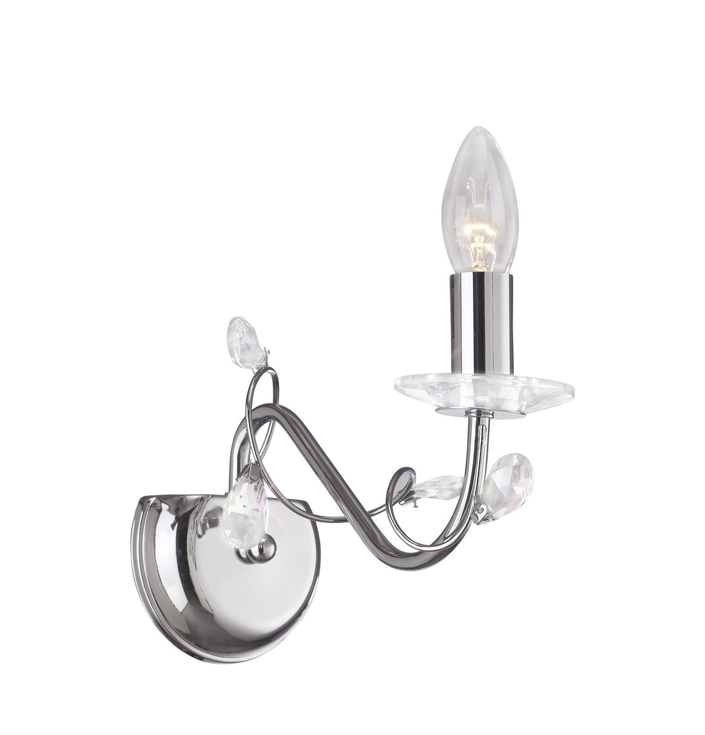 Diyas Willow Wall Light WITHOUT SHADE 1 Light E14 Polished Chrome/Crystal