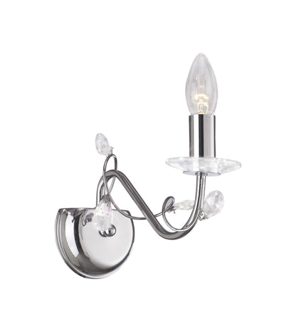 Diyas Willow Wall Light WITHOUT SHADE 1 Light E14 Polished Chrome/Crystal