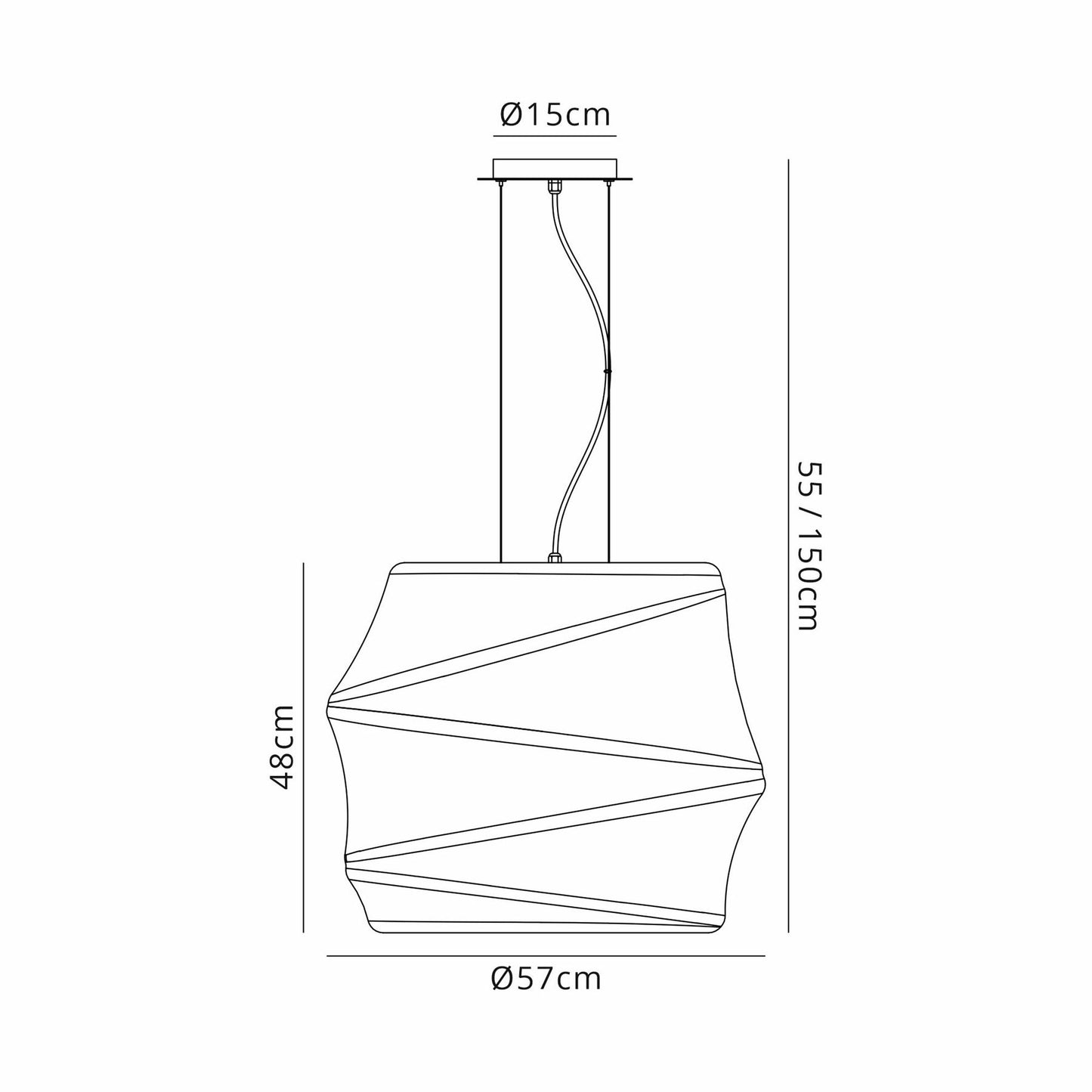 Mantra Bambu 57cm Pendant 1 Light E27 Outdoor IP44, Opal White