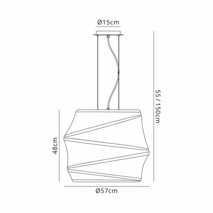 Mantra Bambu 57cm Pendant 1 Light E27 Outdoor IP44, Opal White