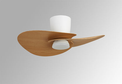 Nenufar 74 x 44cm 18W LED Dimmable Ceiling Light With Built-In 30W DC Fan, 3000-5000K Remote Control, 3600lm, White/Wood, 5yrs Warranty