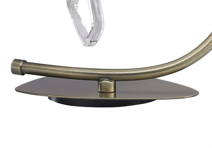 Mantra Mara Table Lamp 1 Light E14 Large, Antique Brass with Ivory White Shade