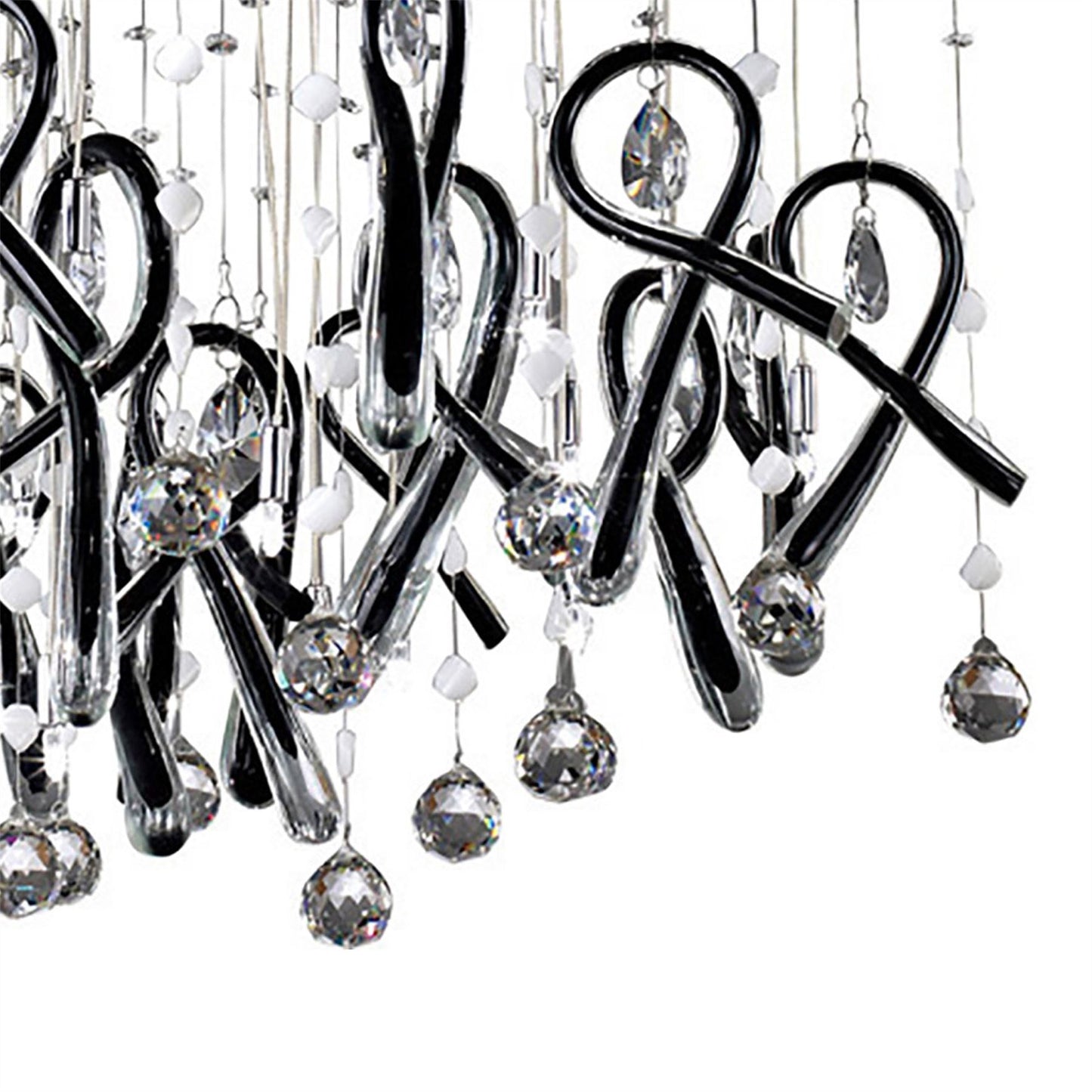 Diyas Class  Square 20 Light G4 Polished Chrome/Black Glass/Crystal, NOT LED/CFL Compatible Ceiling Pendant Light Fitting