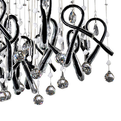 Diyas Class  Square 20 Light G4 Polished Chrome/Black Glass/Crystal, NOT LED/CFL Compatible Ceiling Pendant Light Fitting