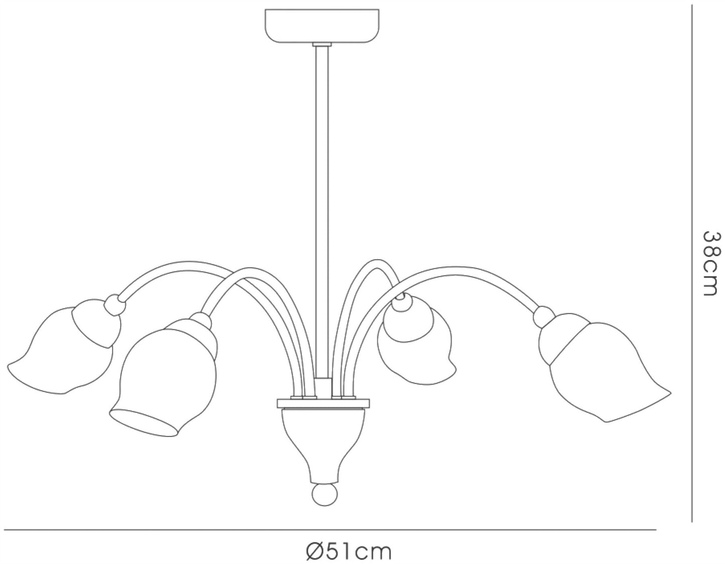 Diyas Rimini 51cm  4 Light G9 Satin Brass/Opal Glass Ceiling Pendant Light Fitting
