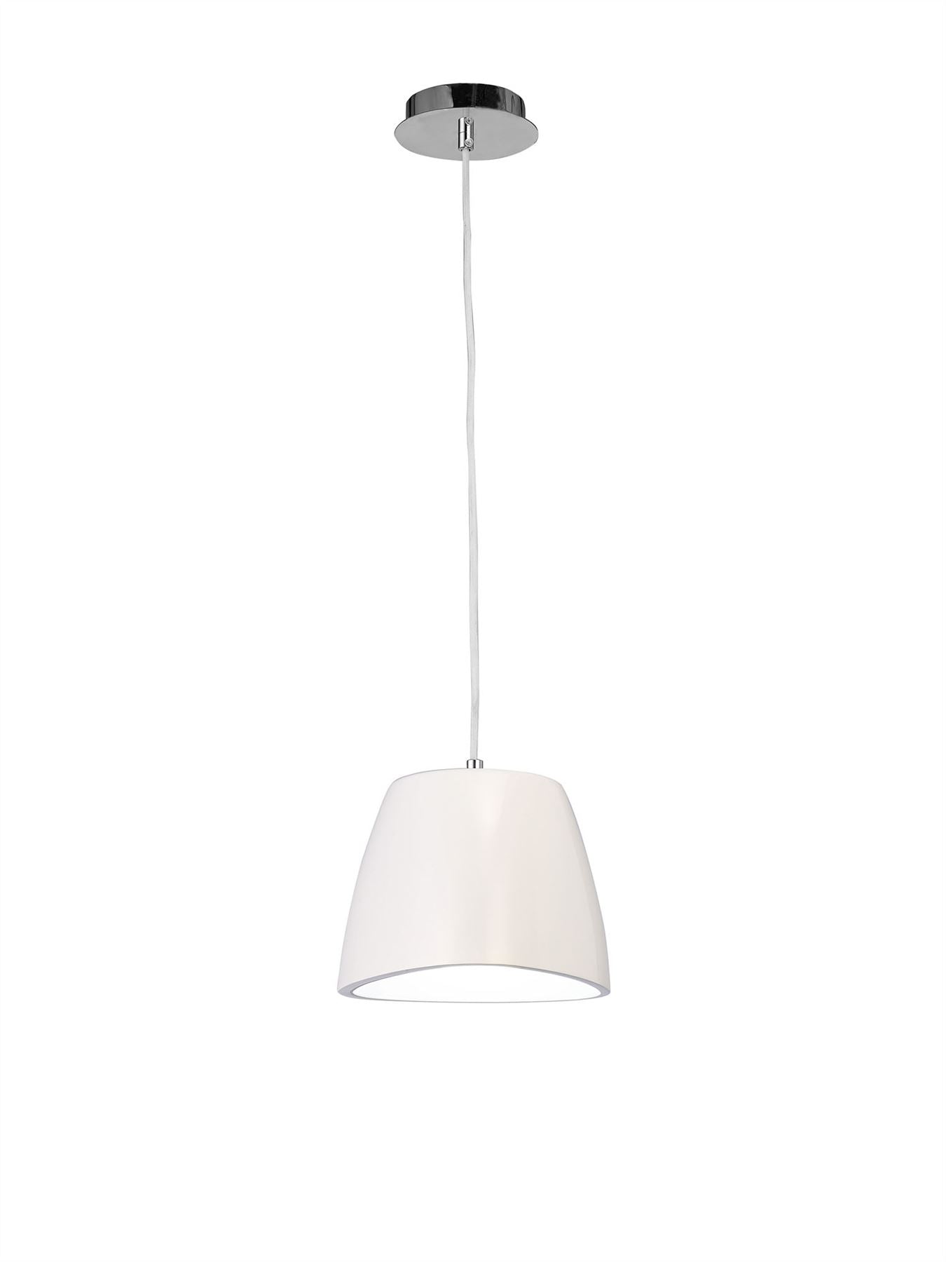 Mantra M4823 Triangle Pendant Small 1 Light E27, Gloss White/Polished Chrome