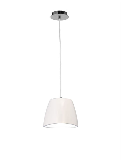 Mantra M4823 Triangle Pendant Small 1 Light E27, Gloss White/Polished Chrome