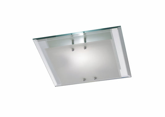 Deco Mira Ceiling Light, 350mm Square, 2 Light E27 Polished Chrome