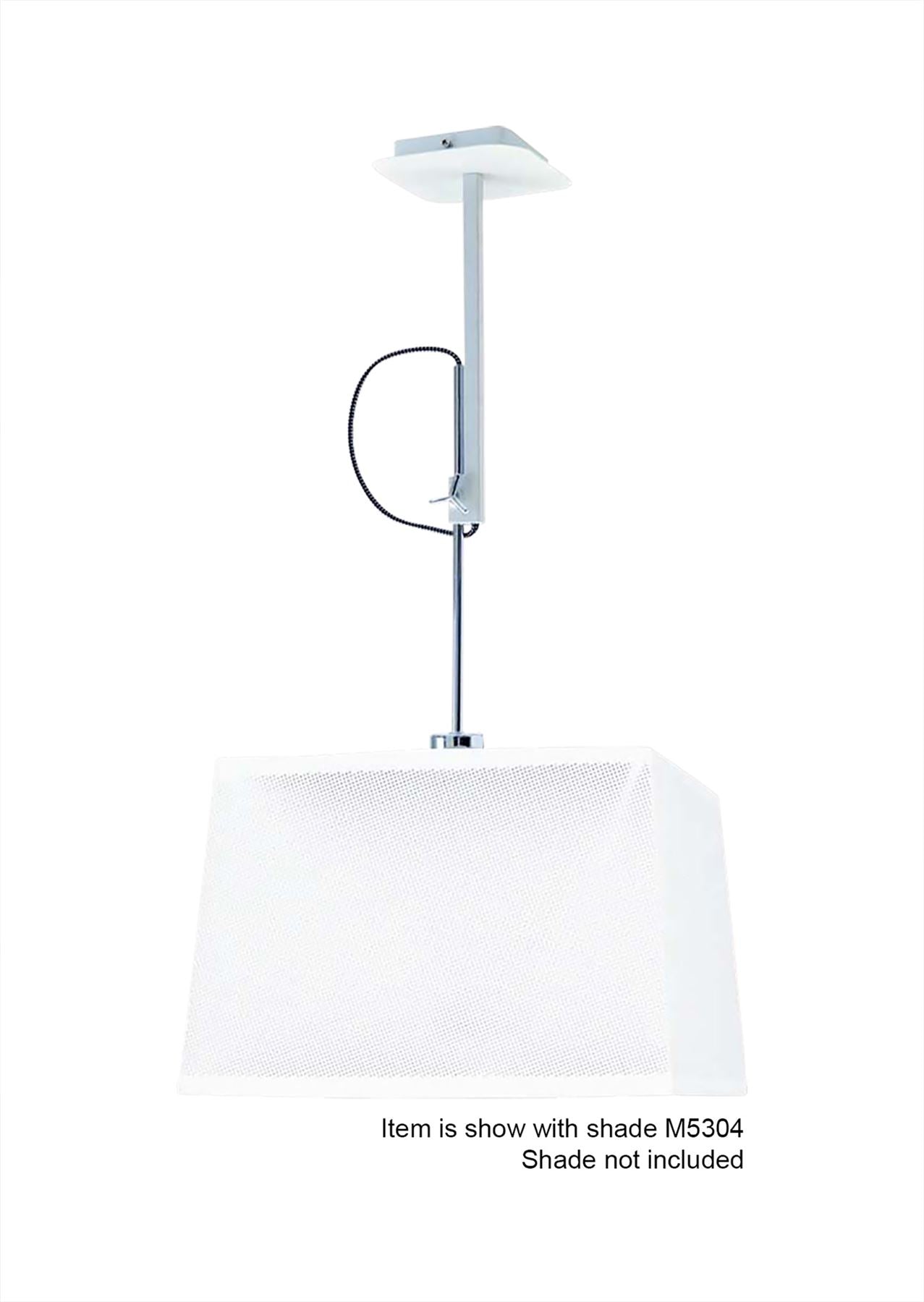 Mantra M5300 Habana Telescopic Square Pendant 1 Light WITHOUT SHADE E27, Matt White/Polished Chrome