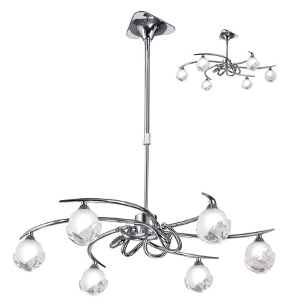Mantra M0801 Fragma Telescopic Semi Flush Convertible 6 Light G9, Polished Chrome