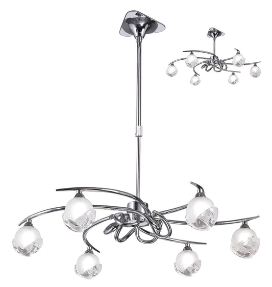 Mantra M0801 Fragma Telescopic Semi Flush Convertible 6 Light G9, Polished Chrome