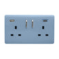 Trendi 2 Gang Artistic Modern Glossy 13 Amp 2 x Type A & C 3100mA USB Switched Plug Socket Sky Blue