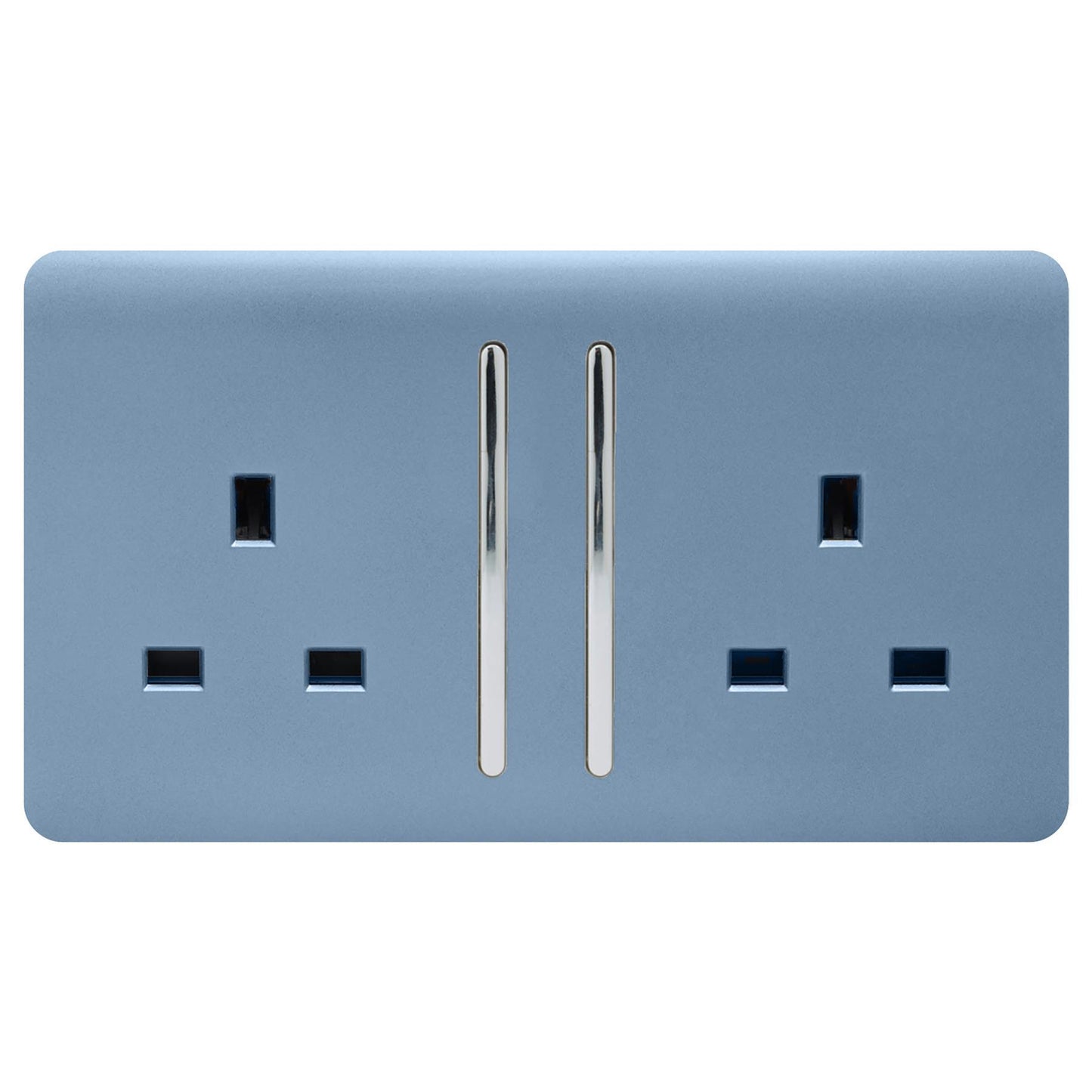 Trendi 2 Gang Artistic Modern Glossy 13 Amp Switched  Plug Socket Sky (3 Pack)