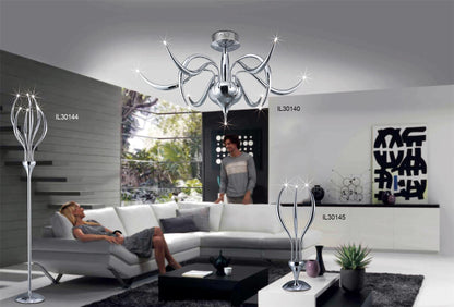 Diyas Llamas Table Lamp 3 Light G4 Polished Chrome, NOT LED/CFL Compatible