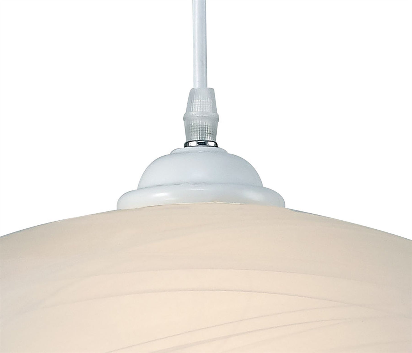 Deco Chester 1 Light E27 Pendant, Frosted Alabaster Glass with White Suspension Kit