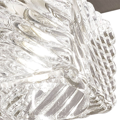 Deco Accor Ceiling Flush 5 Light G9, 230mm Square, Antique Brass/Clear Glass