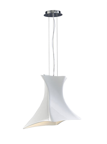 Mantra M5070 Twist Pendant 1 Light E27, Gloss White/Polished Chrome