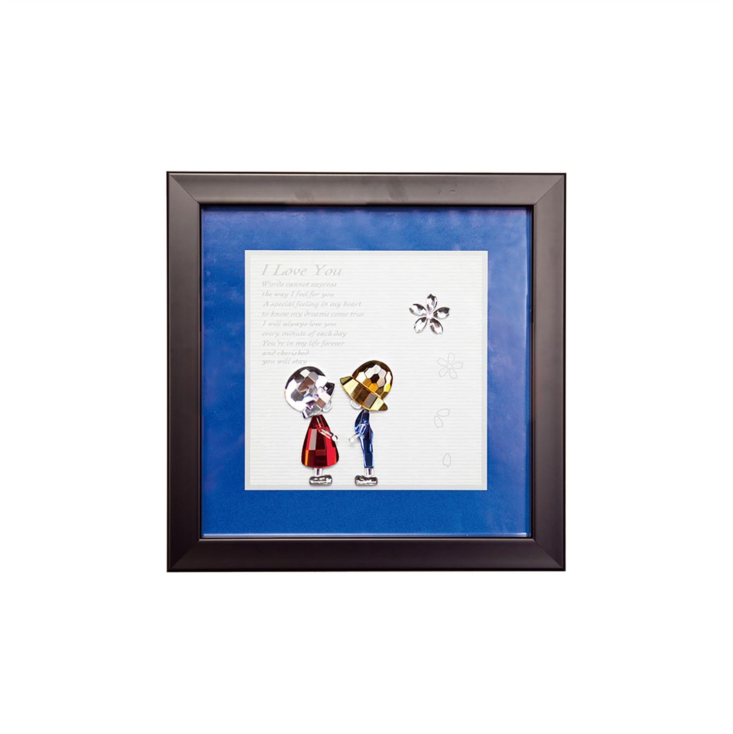 Diyas Home Crystal Wall Art (DH) Emotion Boy and Girl, Black Frame, Amber, Blue, Clear, Red Crystal Framed