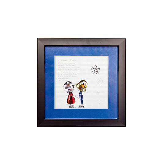 Diyas Home Crystal Wall Art (DH) Emotion Boy and Girl, Black Frame, Amber, Blue, Clear, Red Crystal Framed
