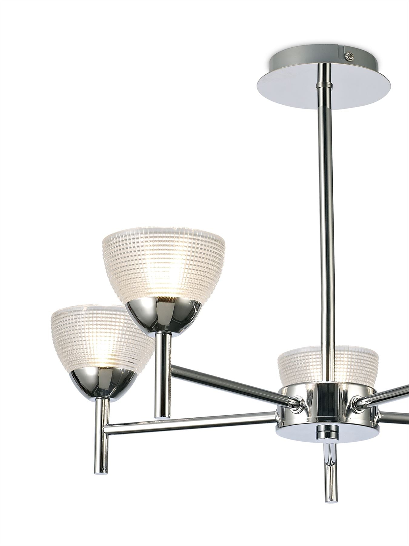 Deco Avalon Ceiling 5 Light G9 Pendant/Semi Ceiling Light, Polished Chrome with Clear Prismatic Glass