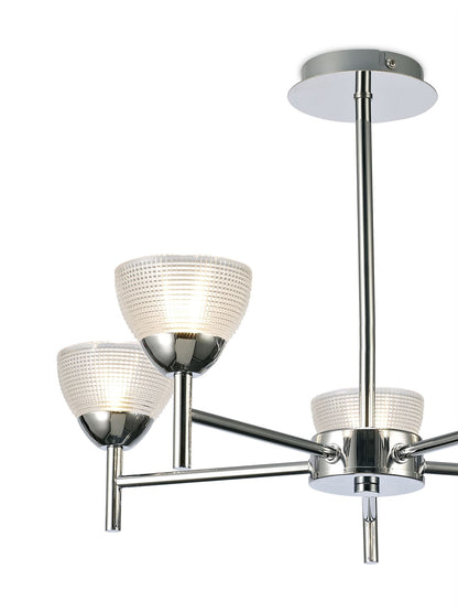 Deco Avalon Ceiling 5 Light G9 Pendant/Semi Ceiling Light, Polished Chrome with Clear Prismatic Glass