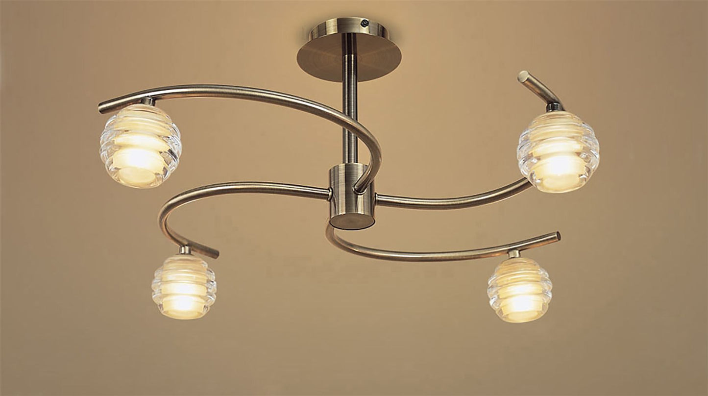 Mantra Sphere 59.3cm Semi Flush 4 Light G9, Antique Brass