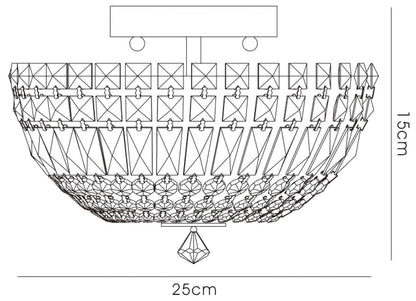 Diyas Georgina 25cm Flush  3 Light G9 Polished Chrome/Crystal Ceiling Light Fitting