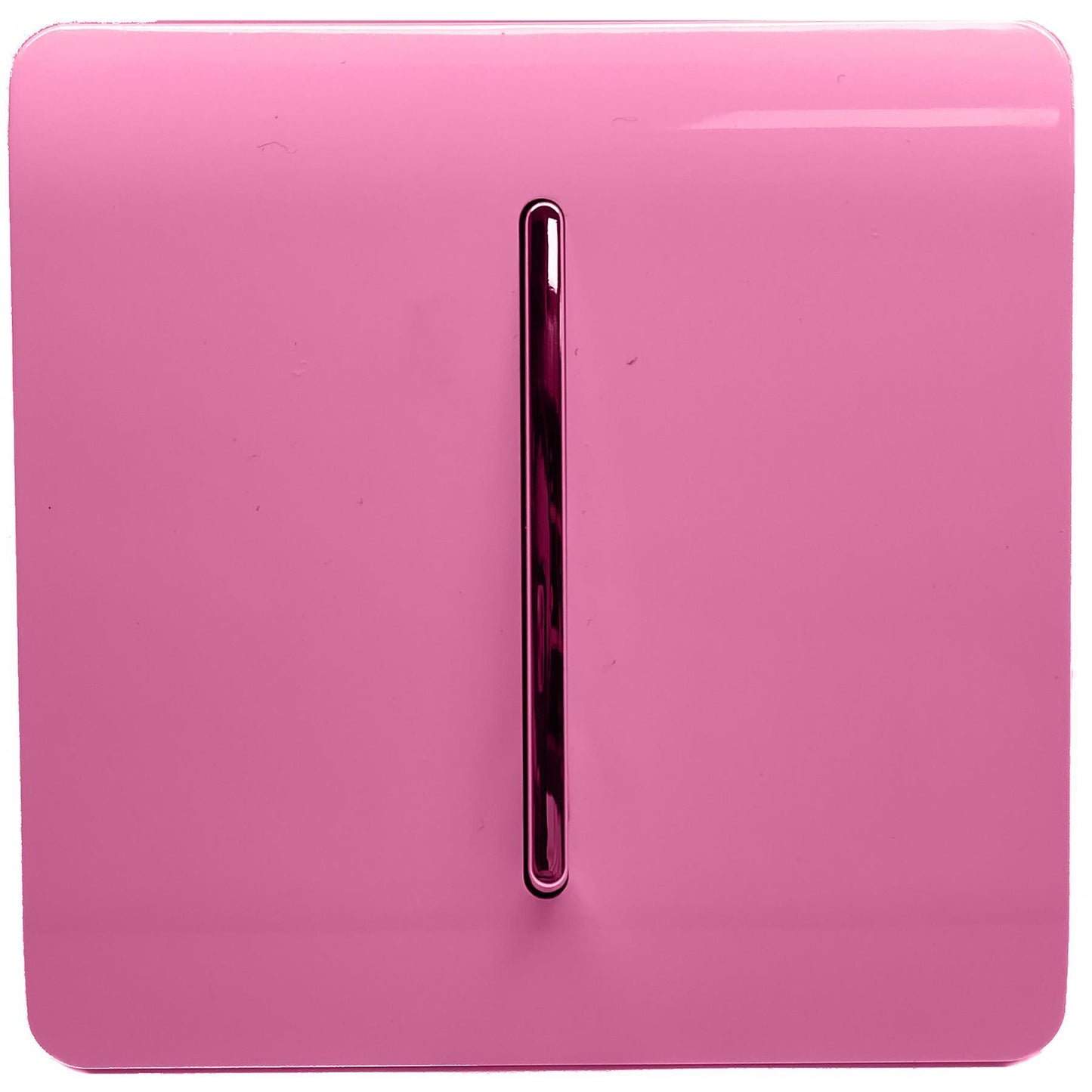 Trendi 1 Gang 2 Way 240V Screwless Artistic Modern Glossy 10 Amp Chrome Rocker Electrical Wall Light Switch in Candy Pink (3 pack)