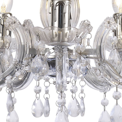 Deco Floria Chandelier with Acrylic Sconce & Acrylic Droplets 5 Light E14 Polished Chrome Finish