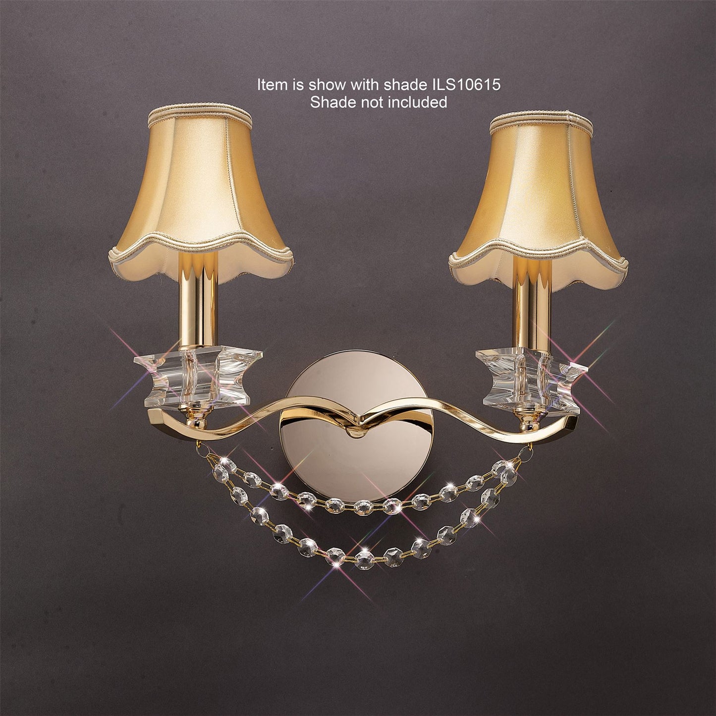 Diyas Nydia Wall Light 2 Light E14 French Gold/Crystal