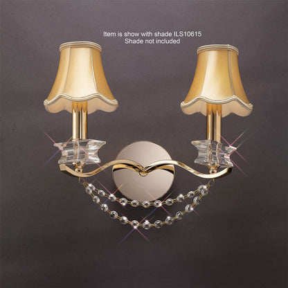 Diyas Nydia Wall Light 2 Light E14 French Gold/Crystal