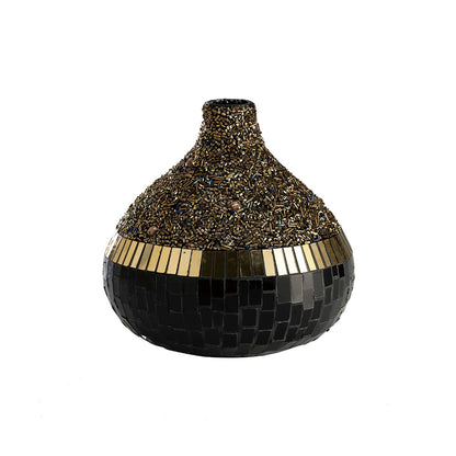 Diyas Home (DH) Mika Mosaic Vase Small Black/French Gold Mosaic