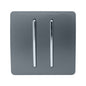 Trendi 2 Gang 3 Way Intermediate Artistic Modern Glossy 10 Amp Rocker Light Switch Warm Grey